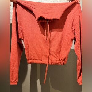 Women’s Coral Half-Zip Crop Top